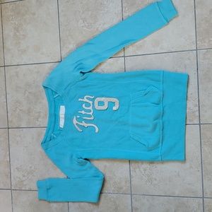 Abercrombie & Fitch Blue Turquoise Long Sleeve Sweatshirt Pocket sz XS